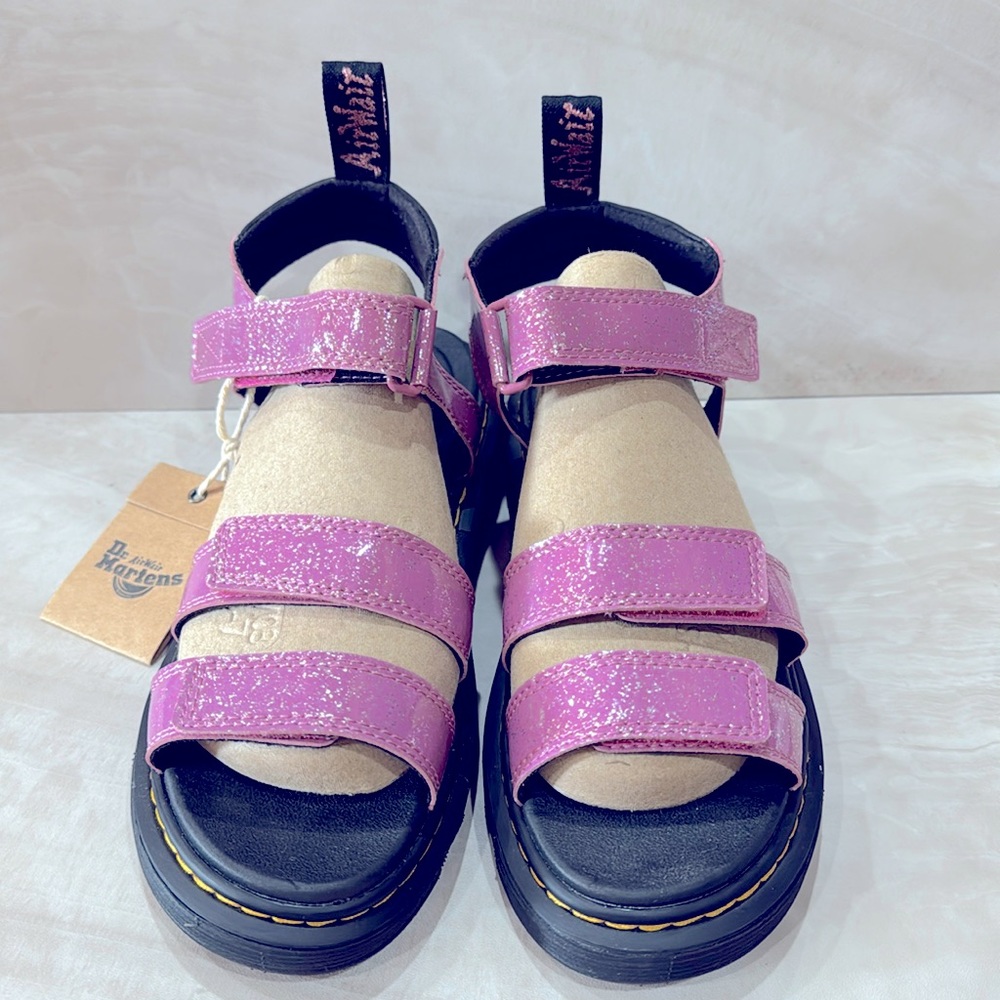 Dr. Martens Klaire - Pink Glitter Sandals Size 7